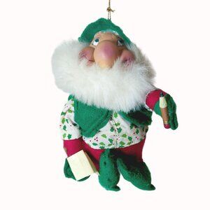 Vintage 1992 Santas Best Baldy Santakins Bendable Christmas Ornament